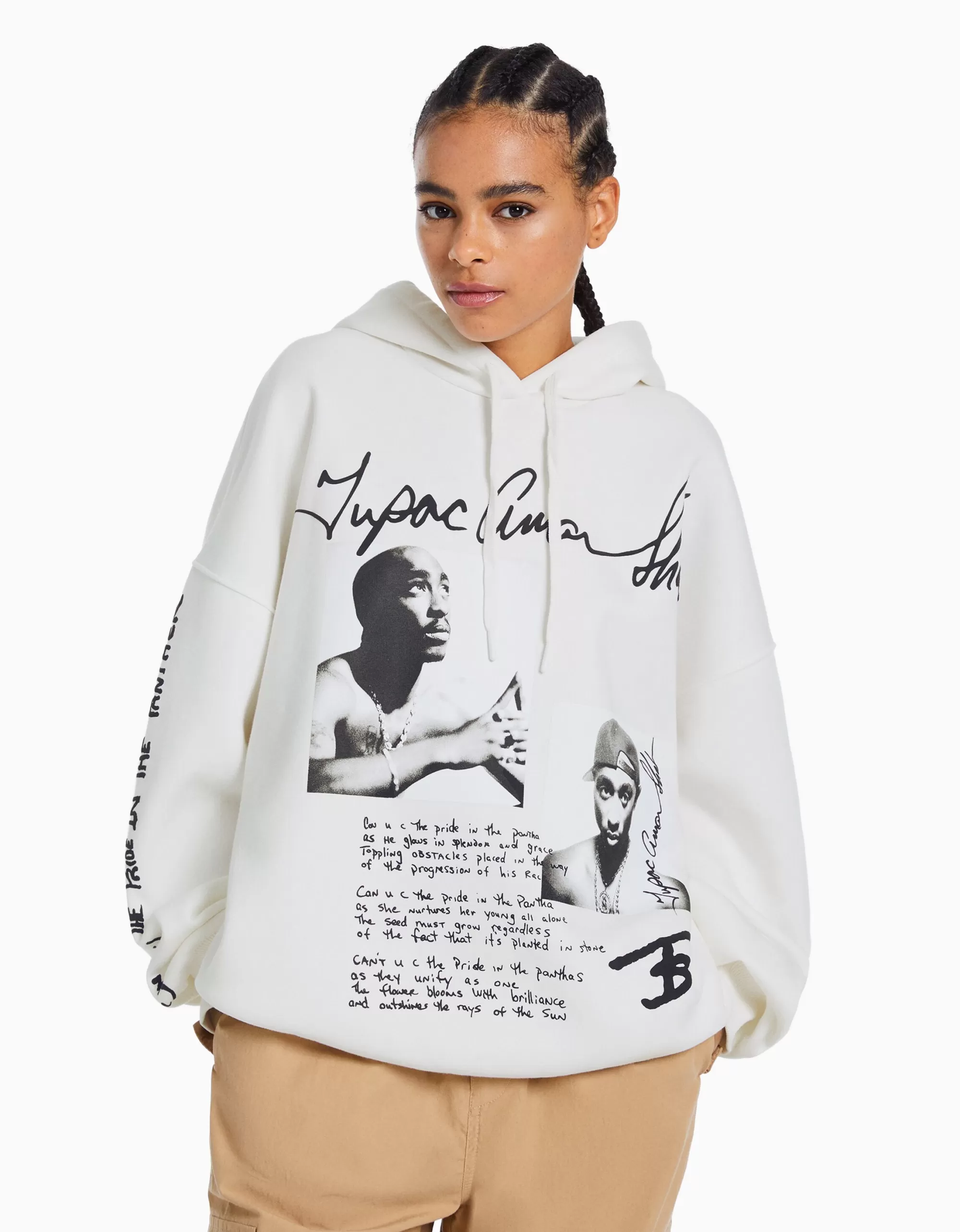MUJER BERSHKA Sudadera capucha Tupac