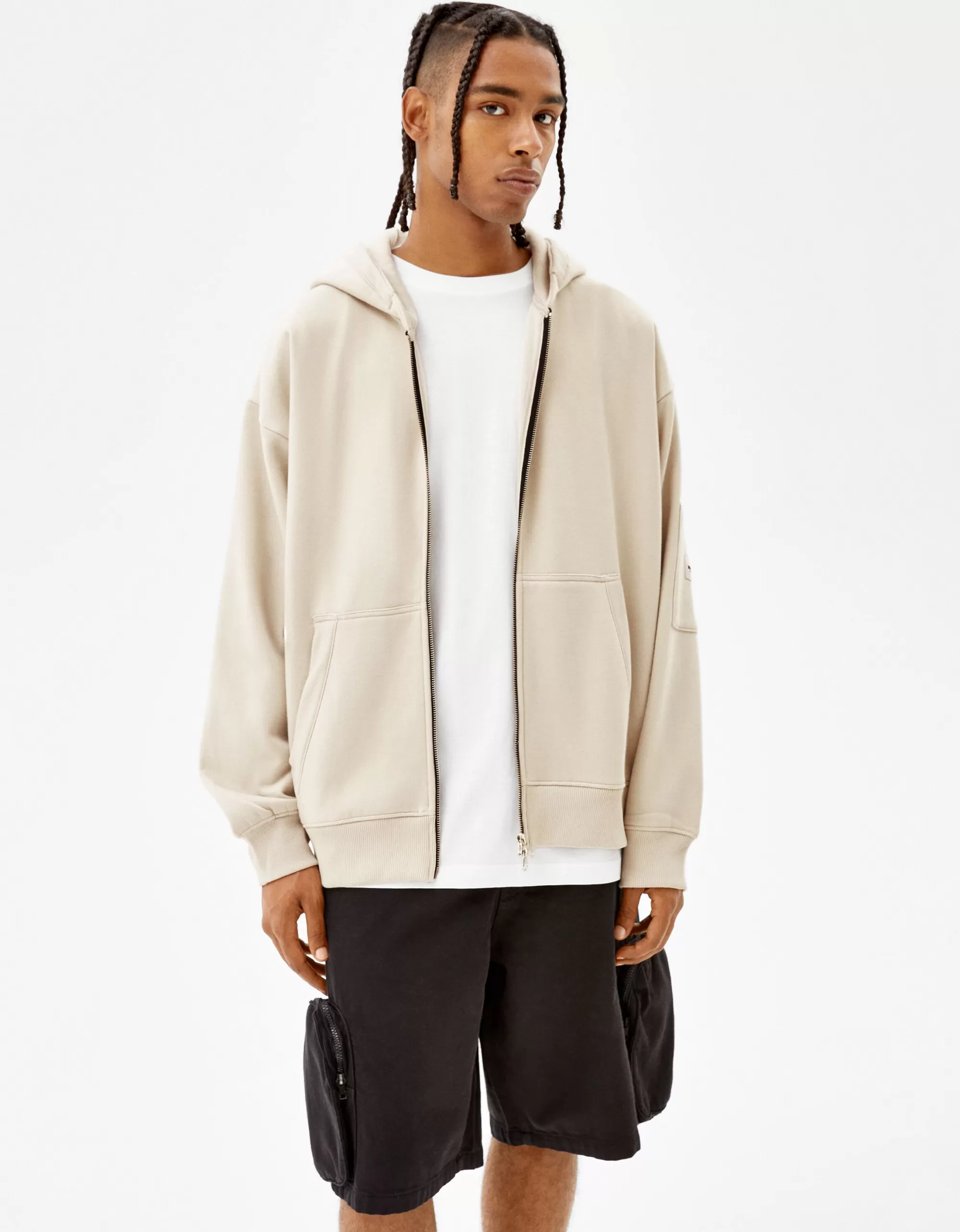 HOMBRE BERSHKA Sudadera cremallera capucha