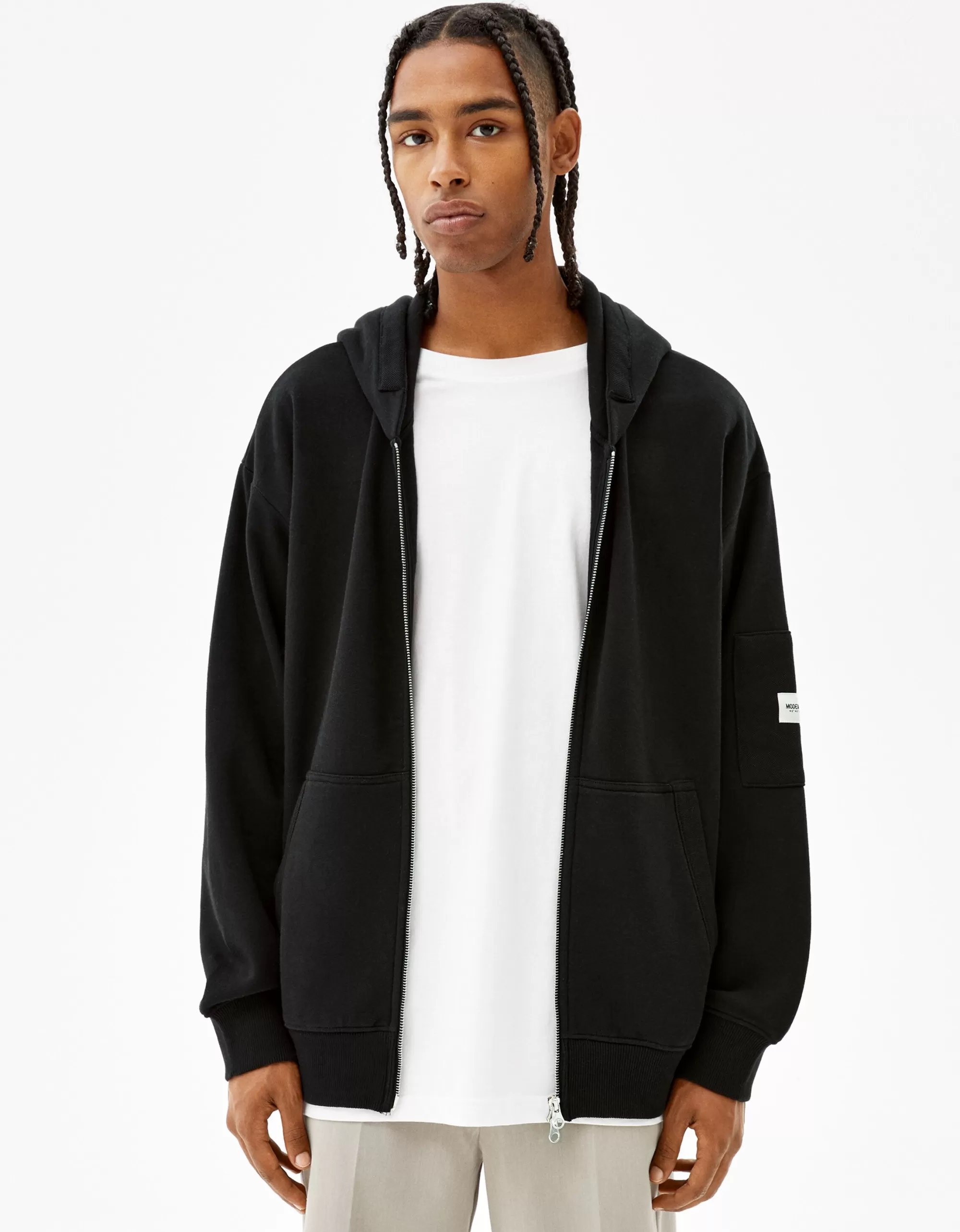 HOMBRE BERSHKA Sudadera cremallera capucha