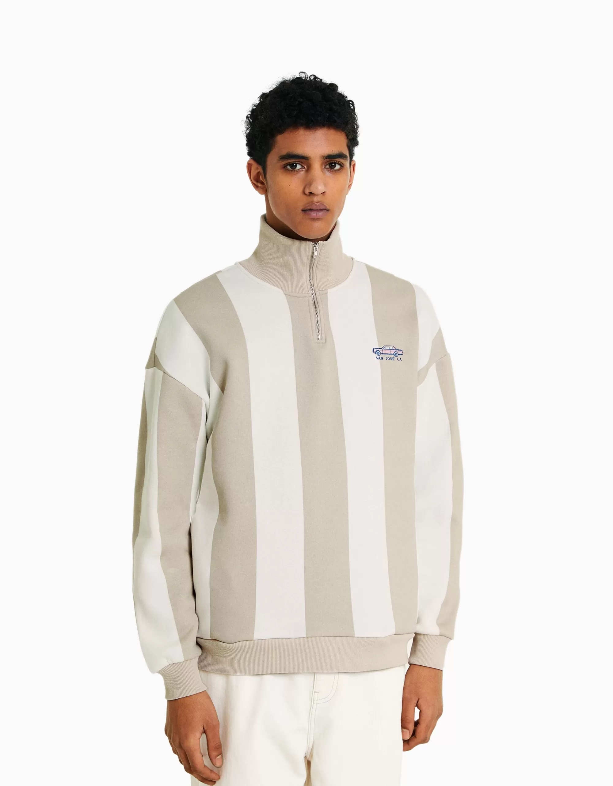 HOMBRE BERSHKA Sudadera cremallera rayas