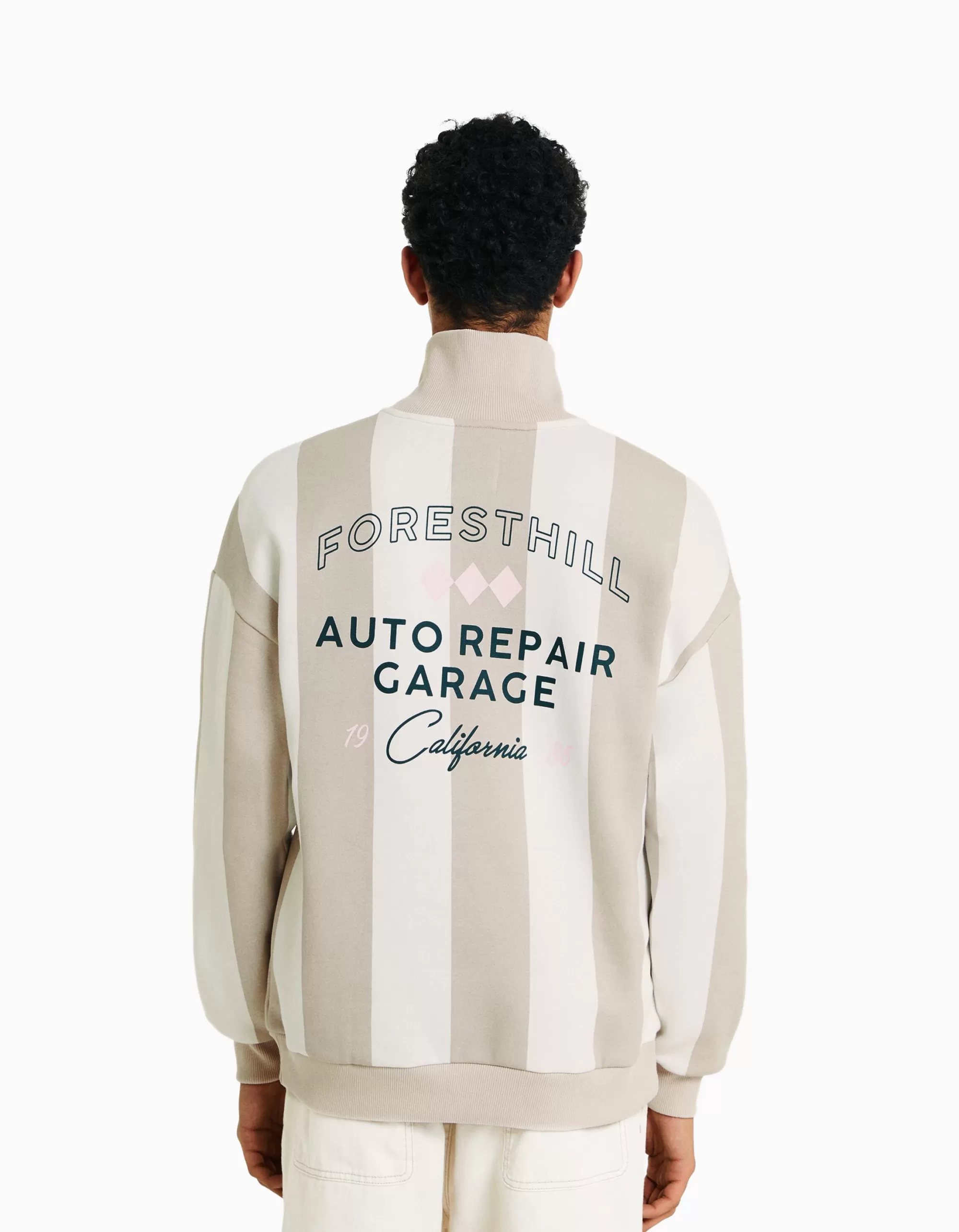 HOMBRE BERSHKA Sudadera cremallera rayas