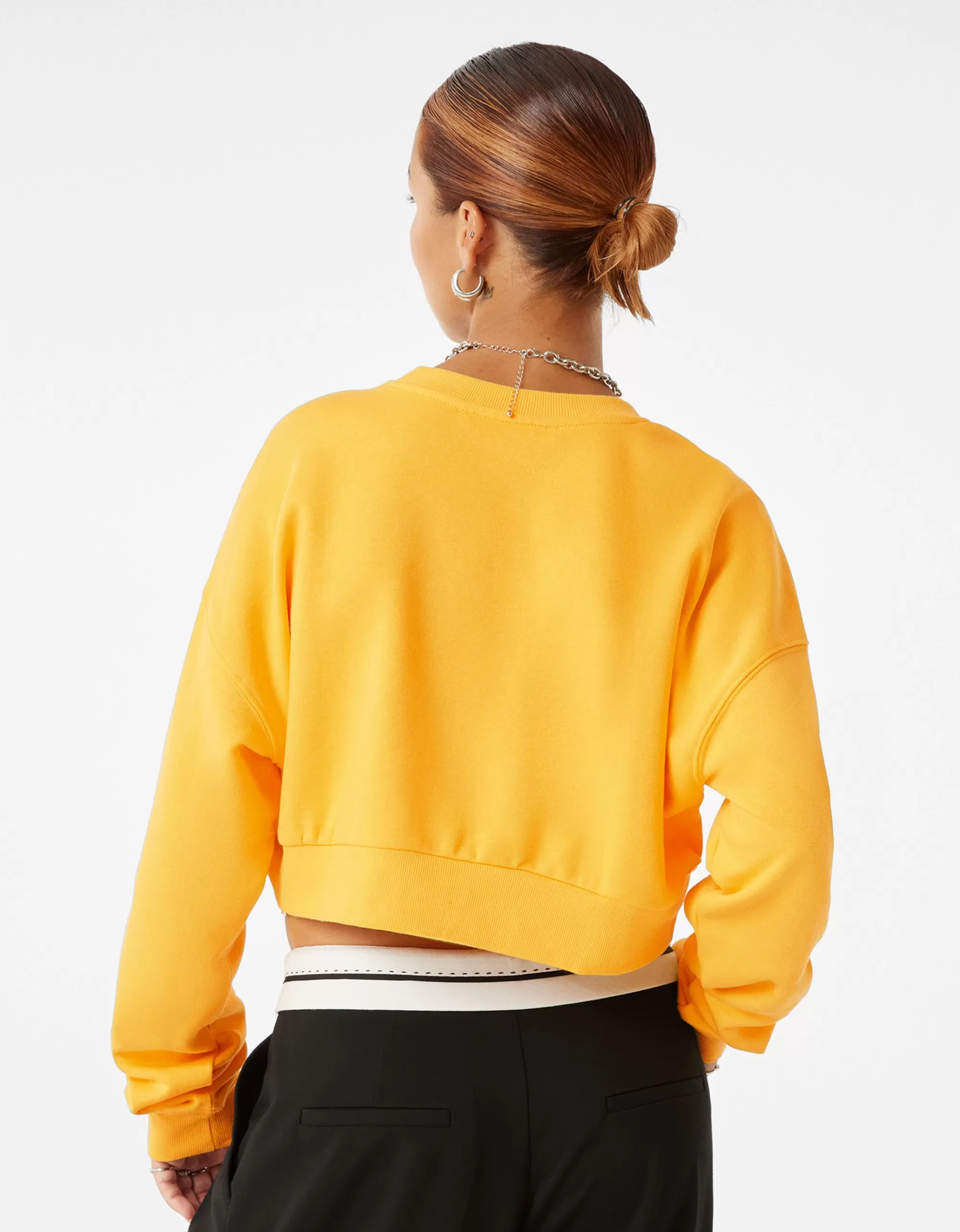 MUJER BERSHKA Sudadera cropped print