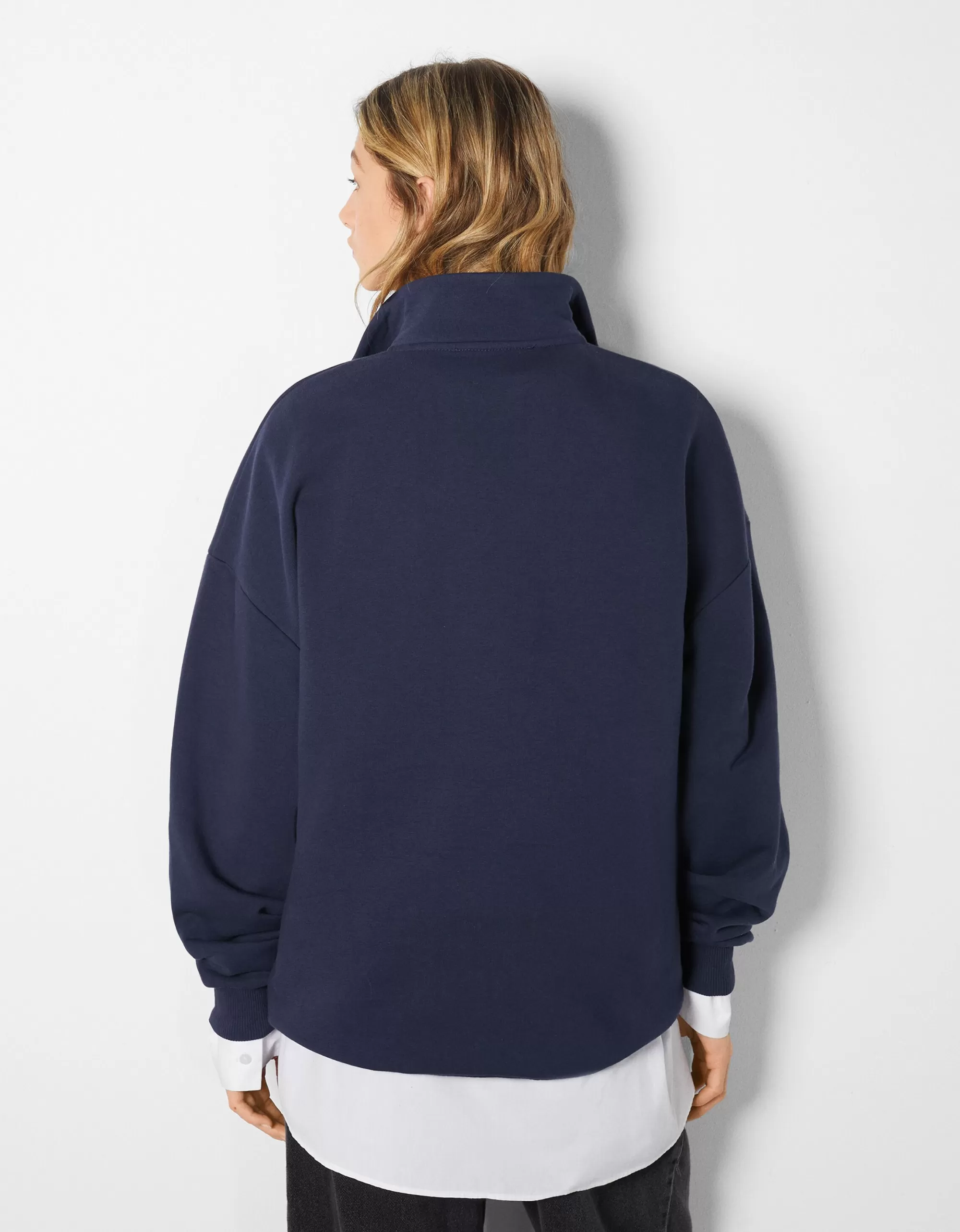 MUJER BERSHKA Sudadera cuello alto cremallera print San Diego