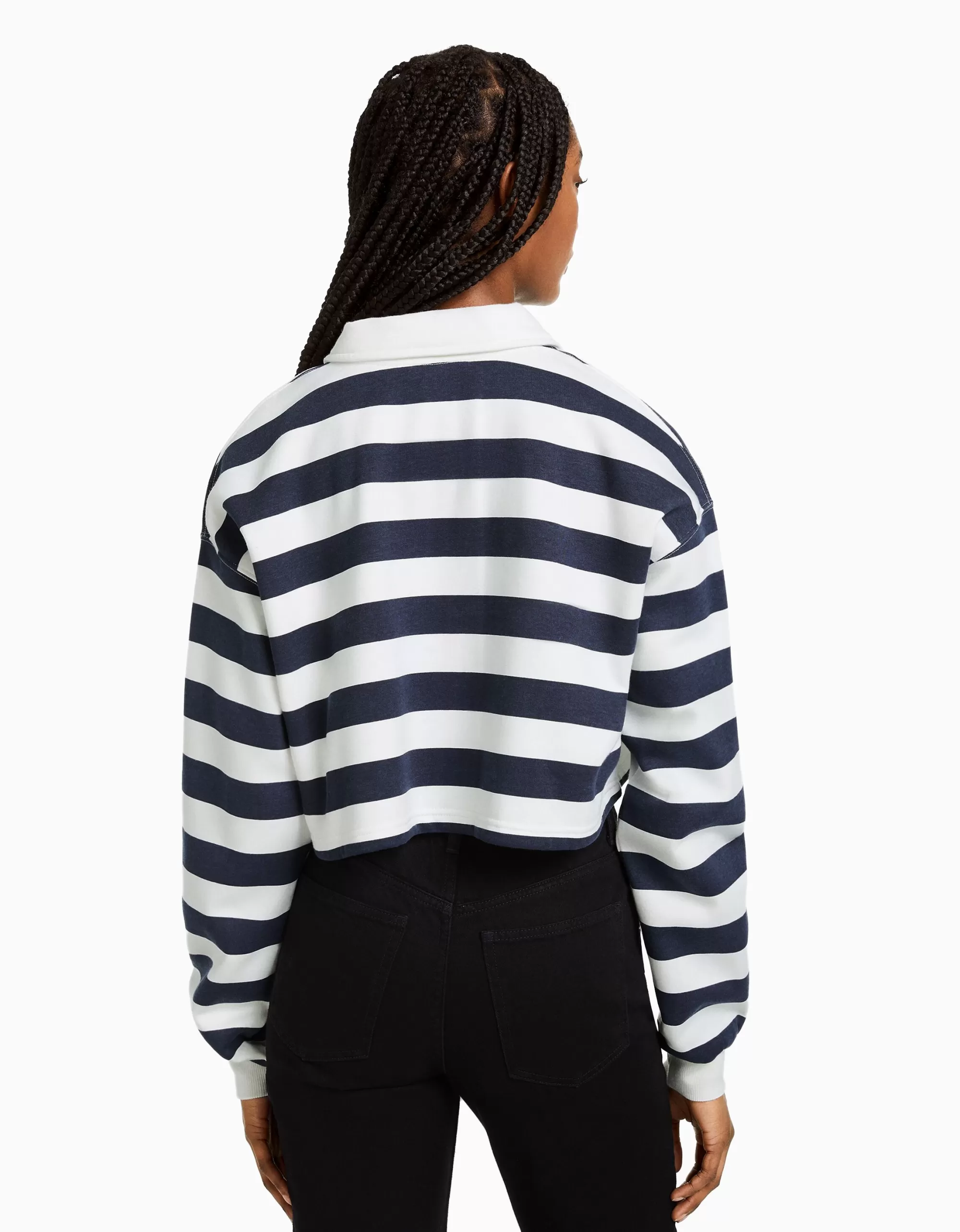 MUJER BERSHKA Sudadera cuello polo print
