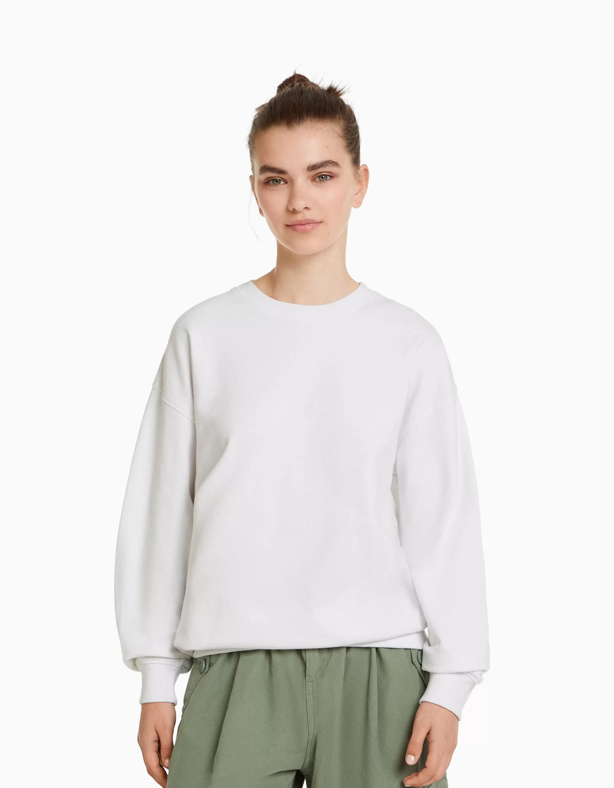 MUJER BERSHKA Sudadera cuello redondo