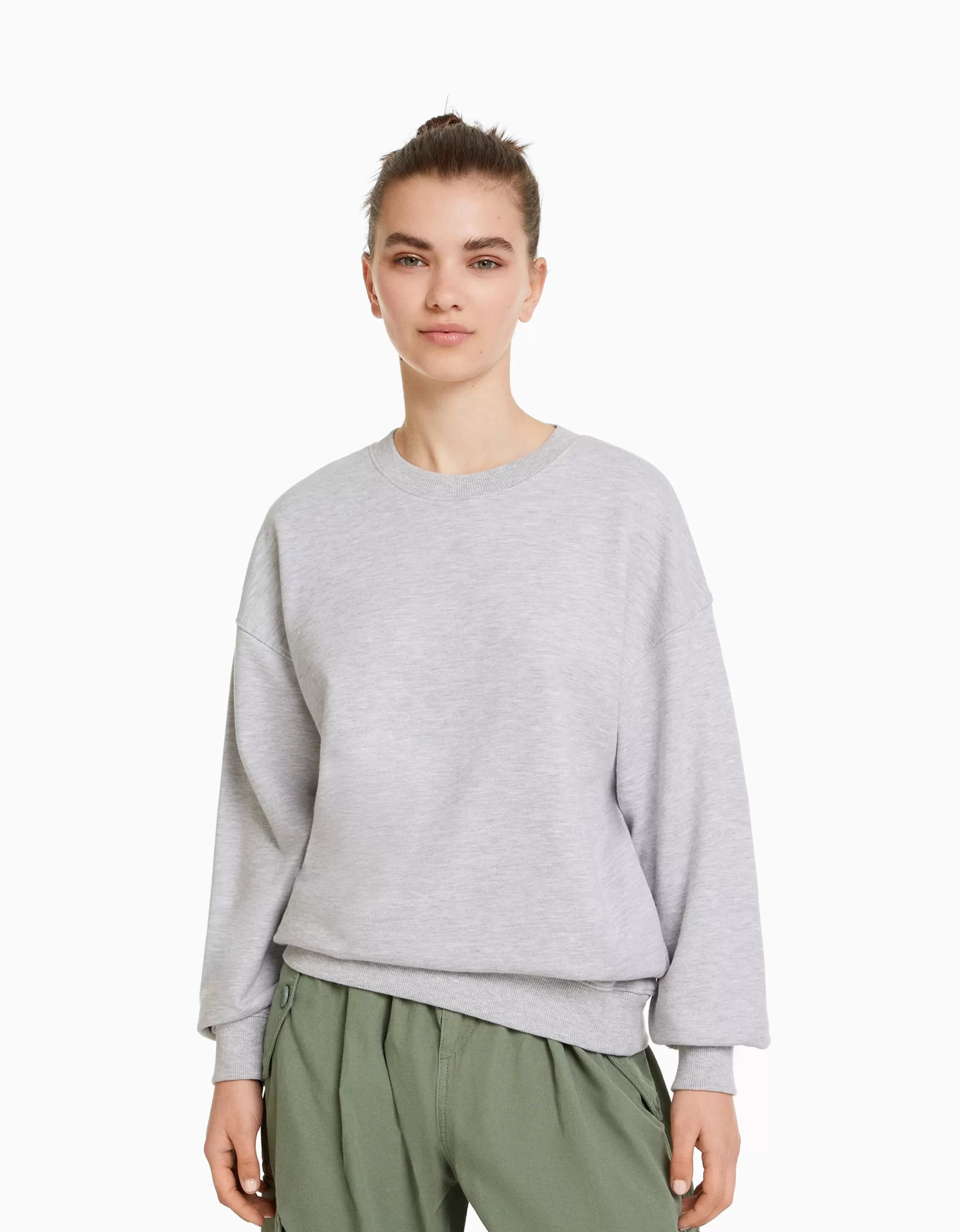 MUJER BERSHKA Sudadera cuello redondo