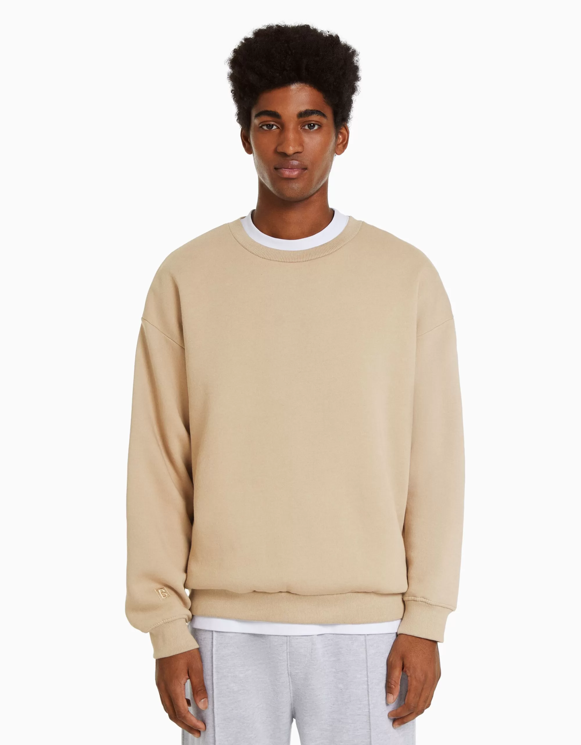 HOMBRE BERSHKA Sudadera cuello redondo oversize
