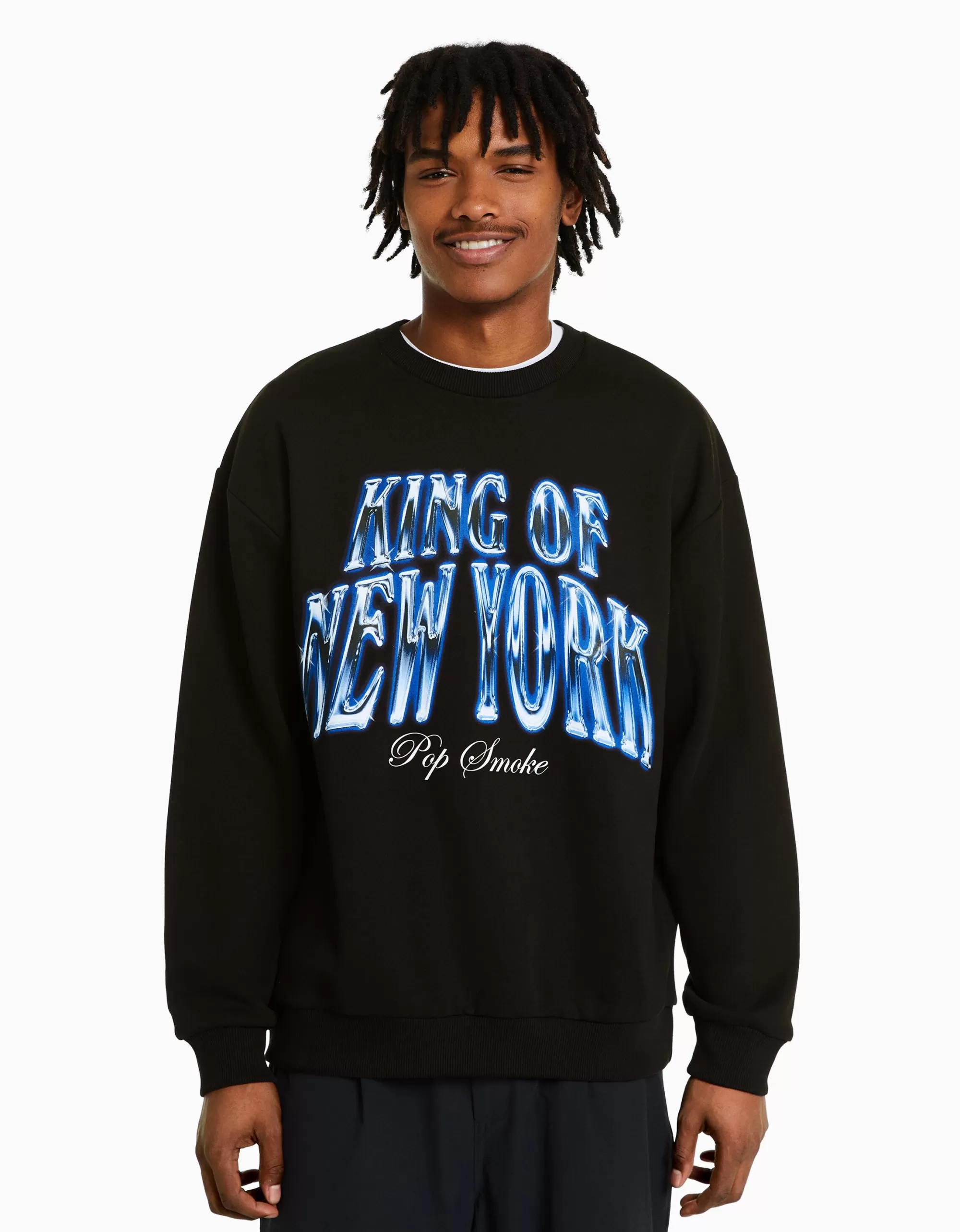 HOMBRE BERSHKA Sudadera cuello redondo Pop Smoke