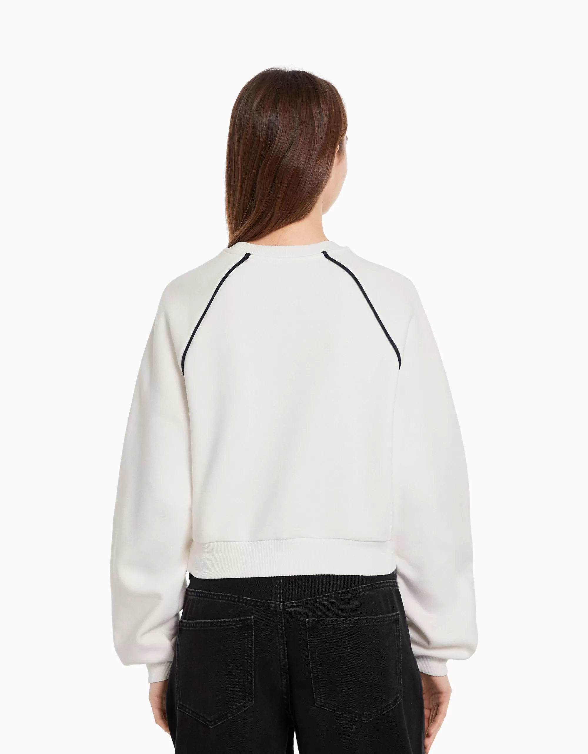 MUJER BERSHKA Sudadera cuello redondo print contraste