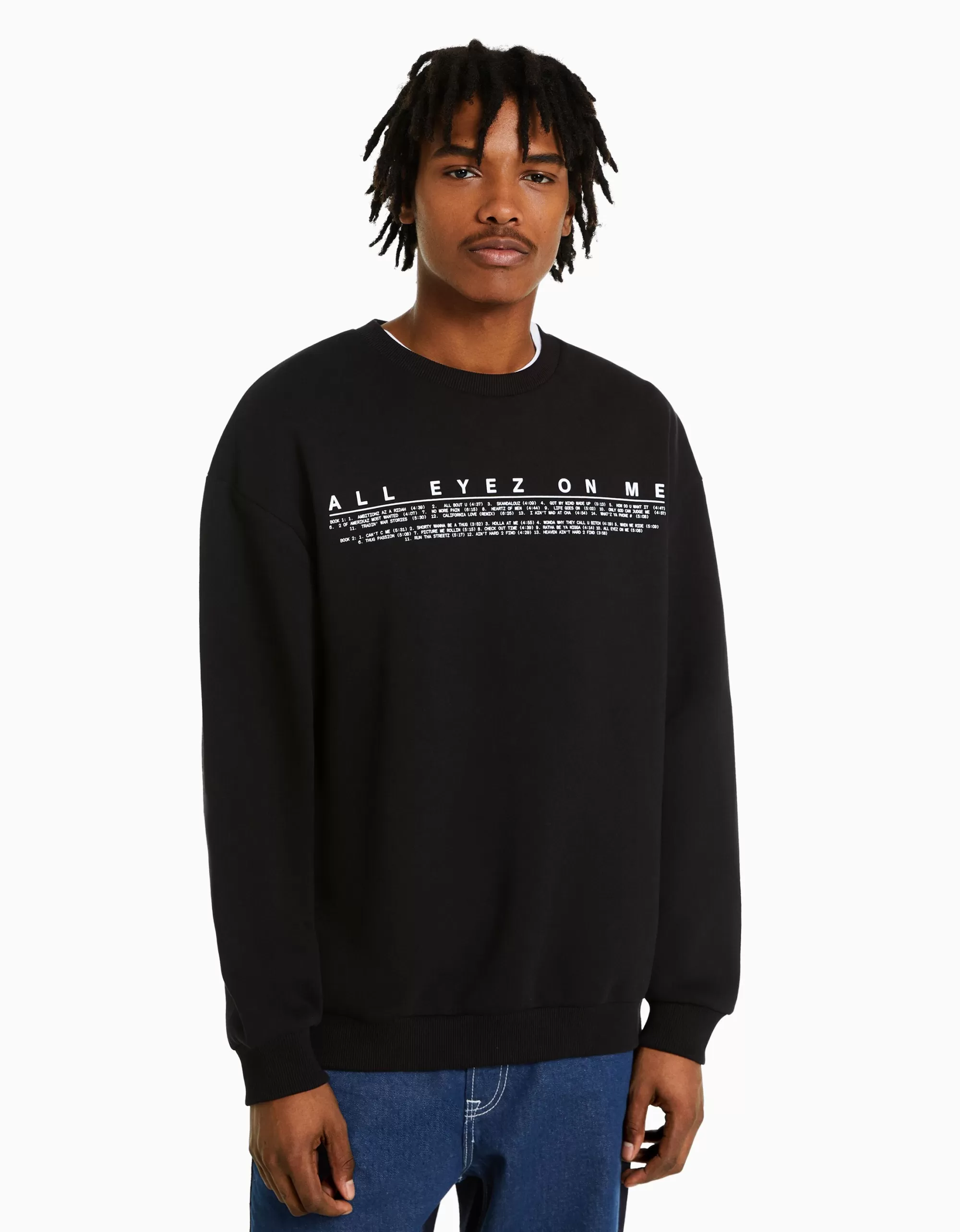 HOMBRE BERSHKA Sudadera cuello redondo Tupac