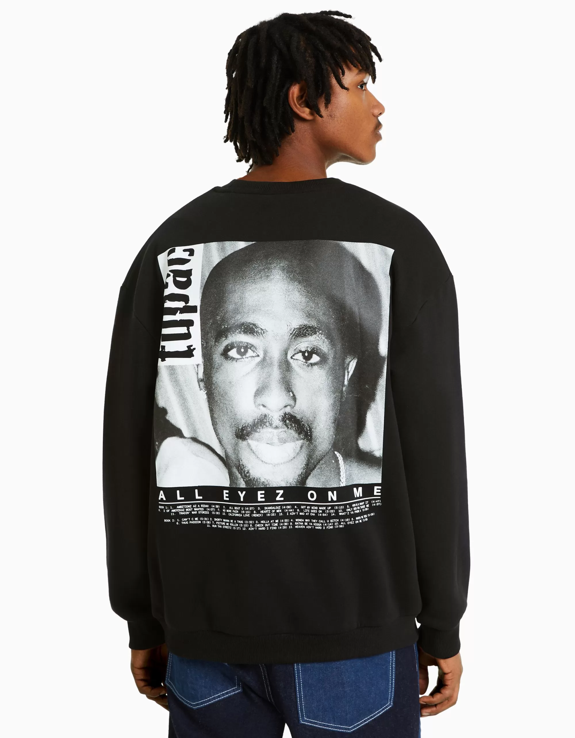HOMBRE BERSHKA Sudadera cuello redondo Tupac