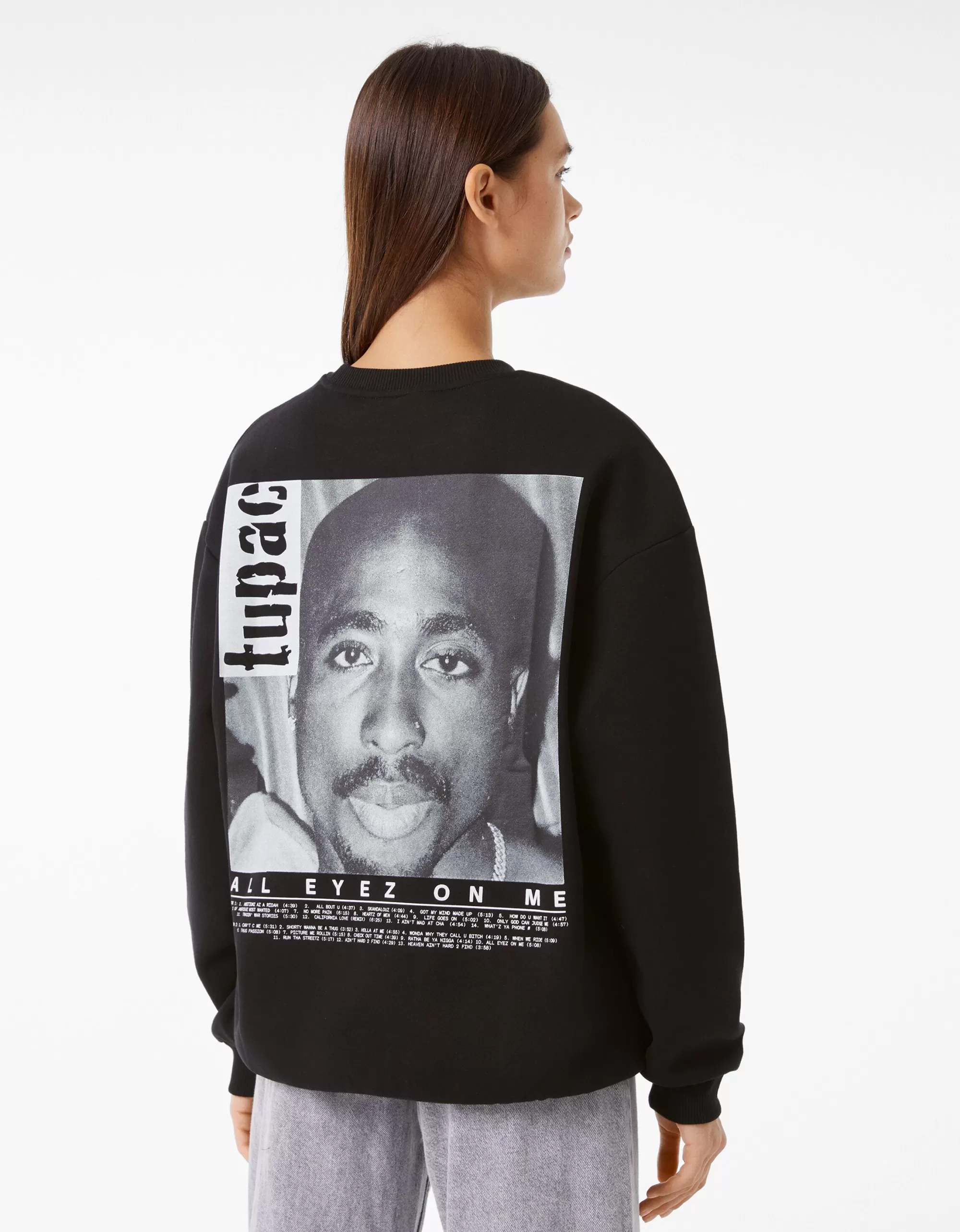MUJER BERSHKA Sudadera cuello redondo Tupac