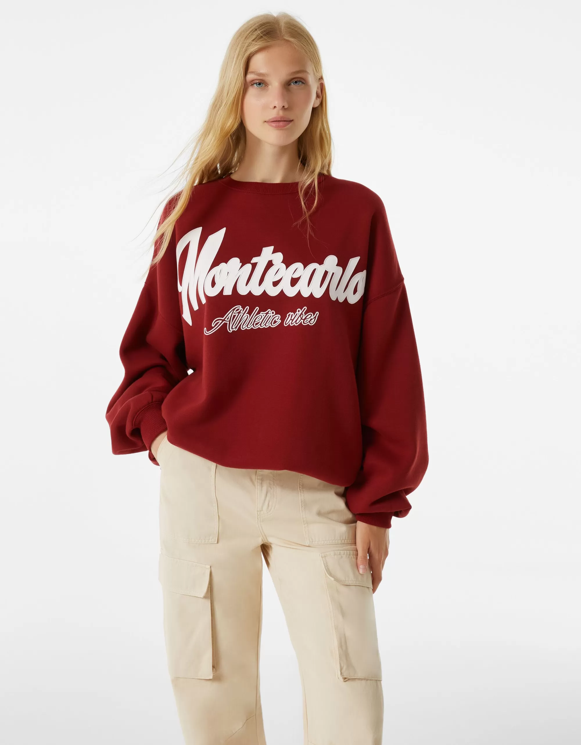 MUJER BERSHKA Sudadera oversize print