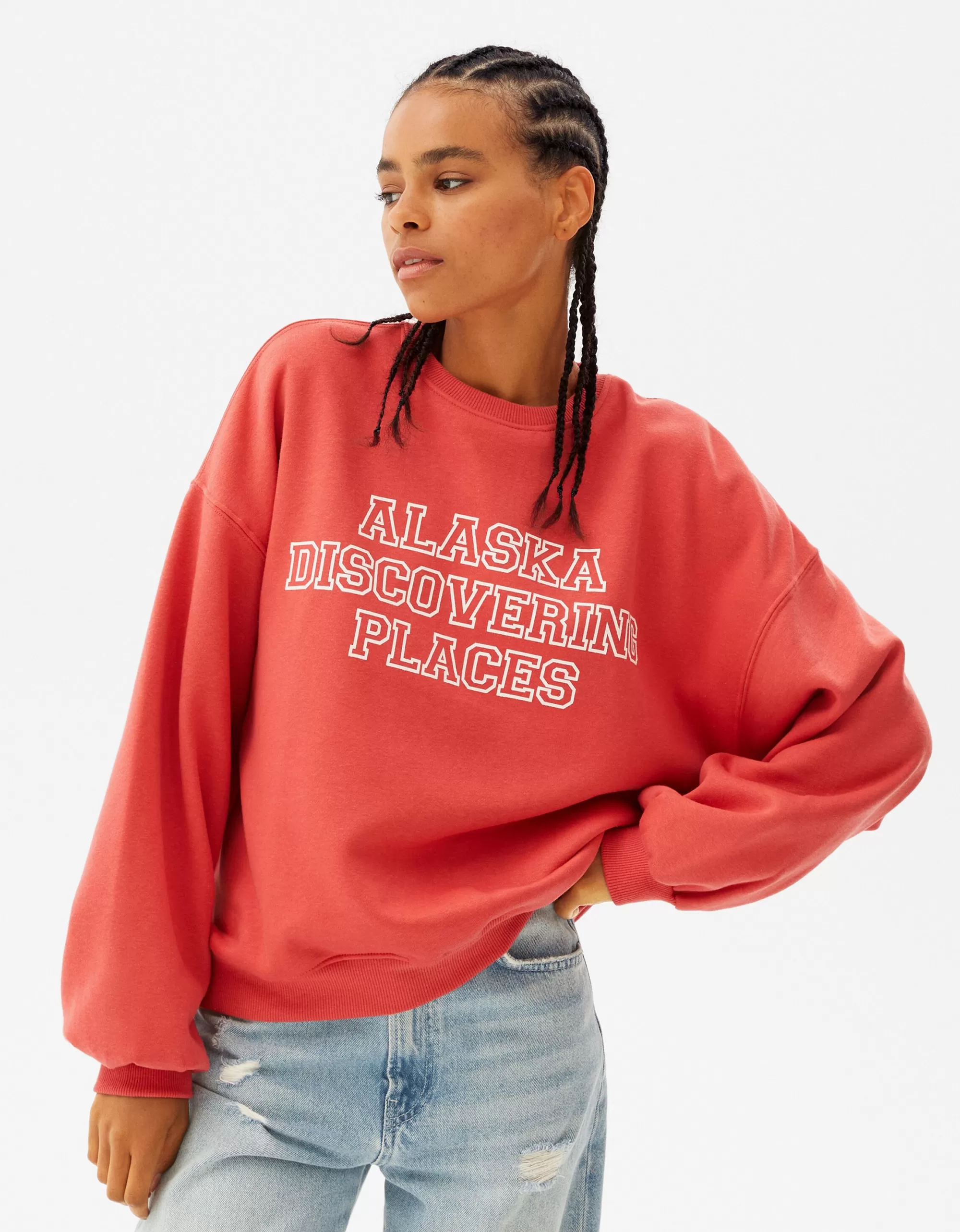 MUJER BERSHKA Sudadera oversize print