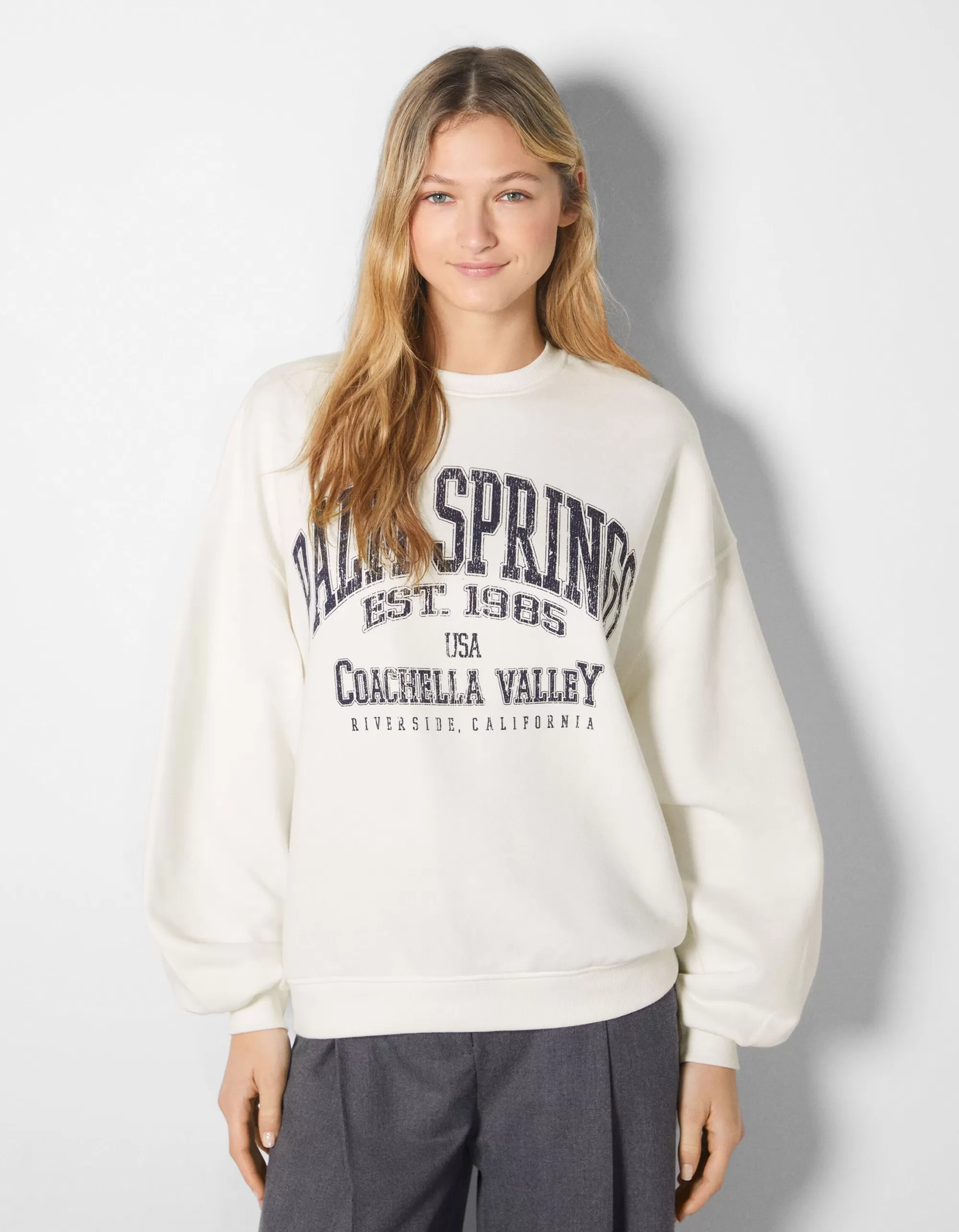 MUJER BERSHKA Sudadera oversize print