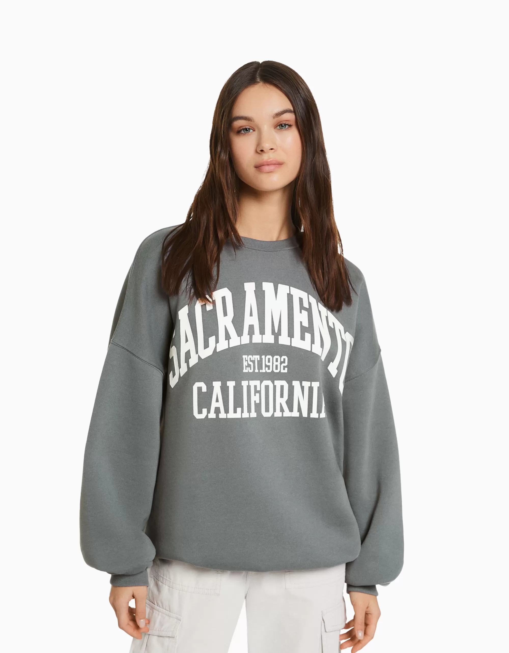 MUJER BERSHKA Sudadera oversize print