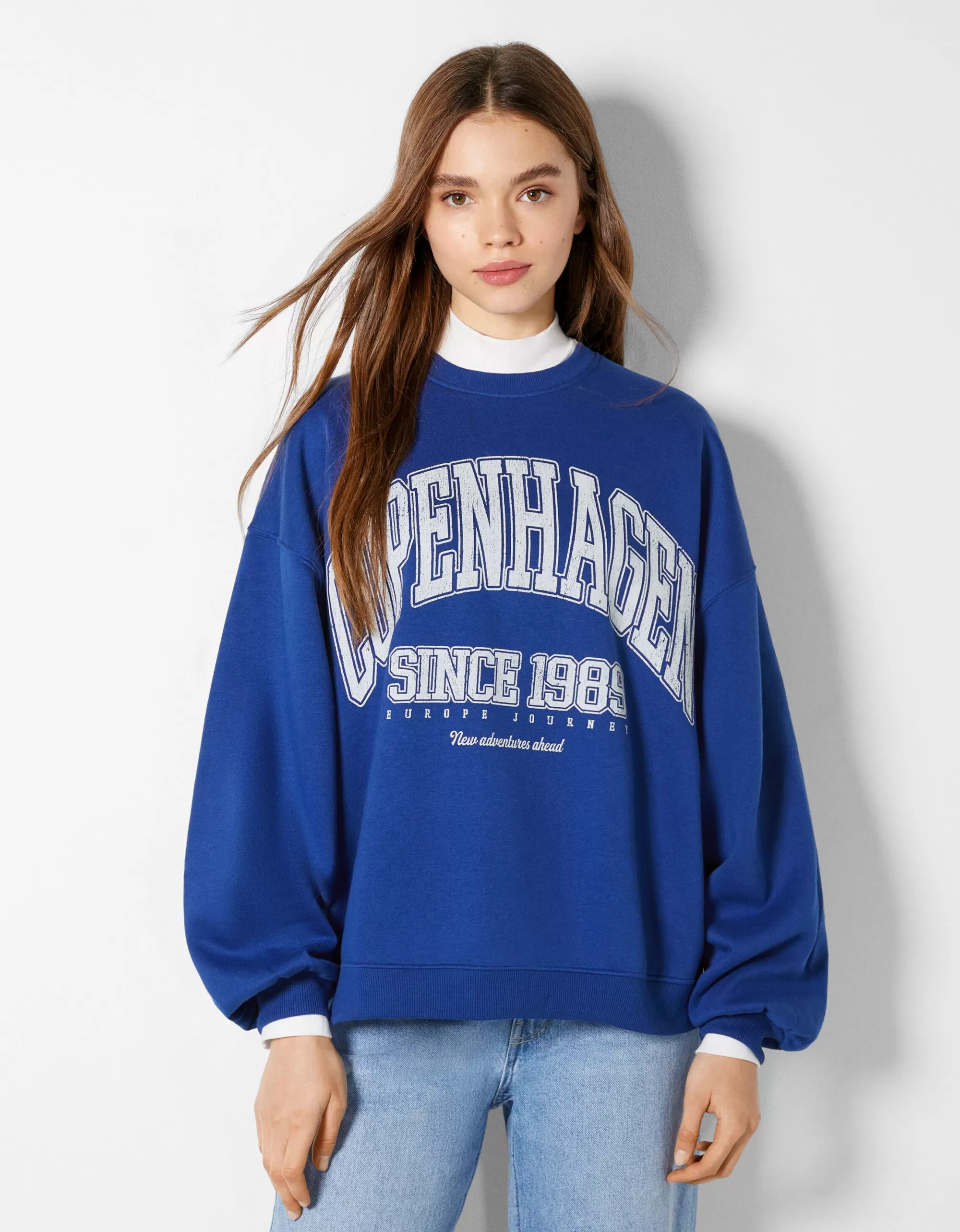 MUJER BERSHKA Sudadera oversize print