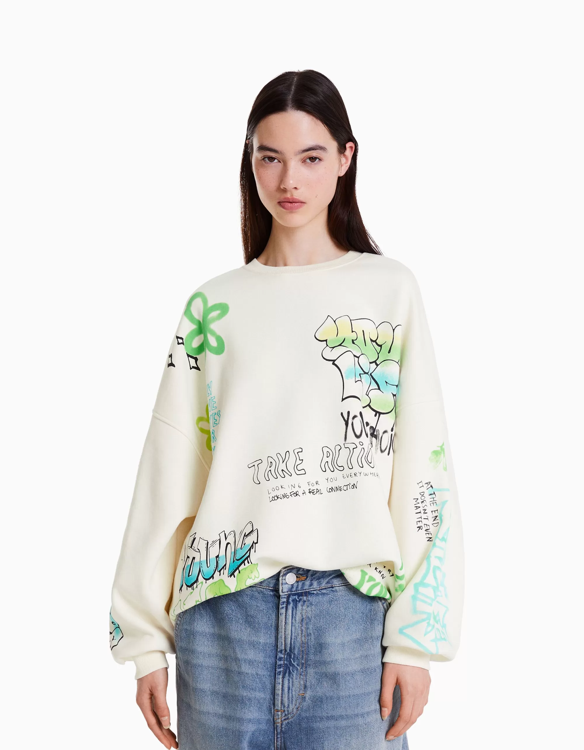 MUJER BERSHKA Sudadera print