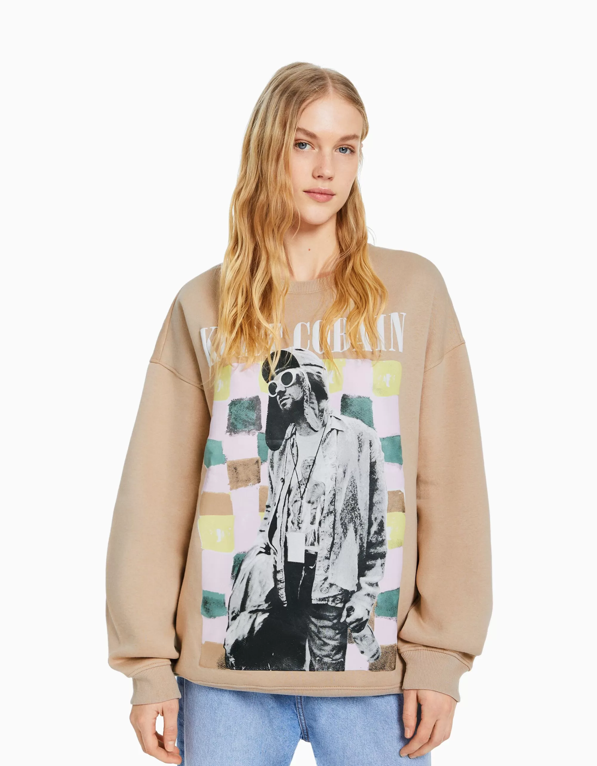 MUJER BERSHKA Sudadera print Kurt Cobain