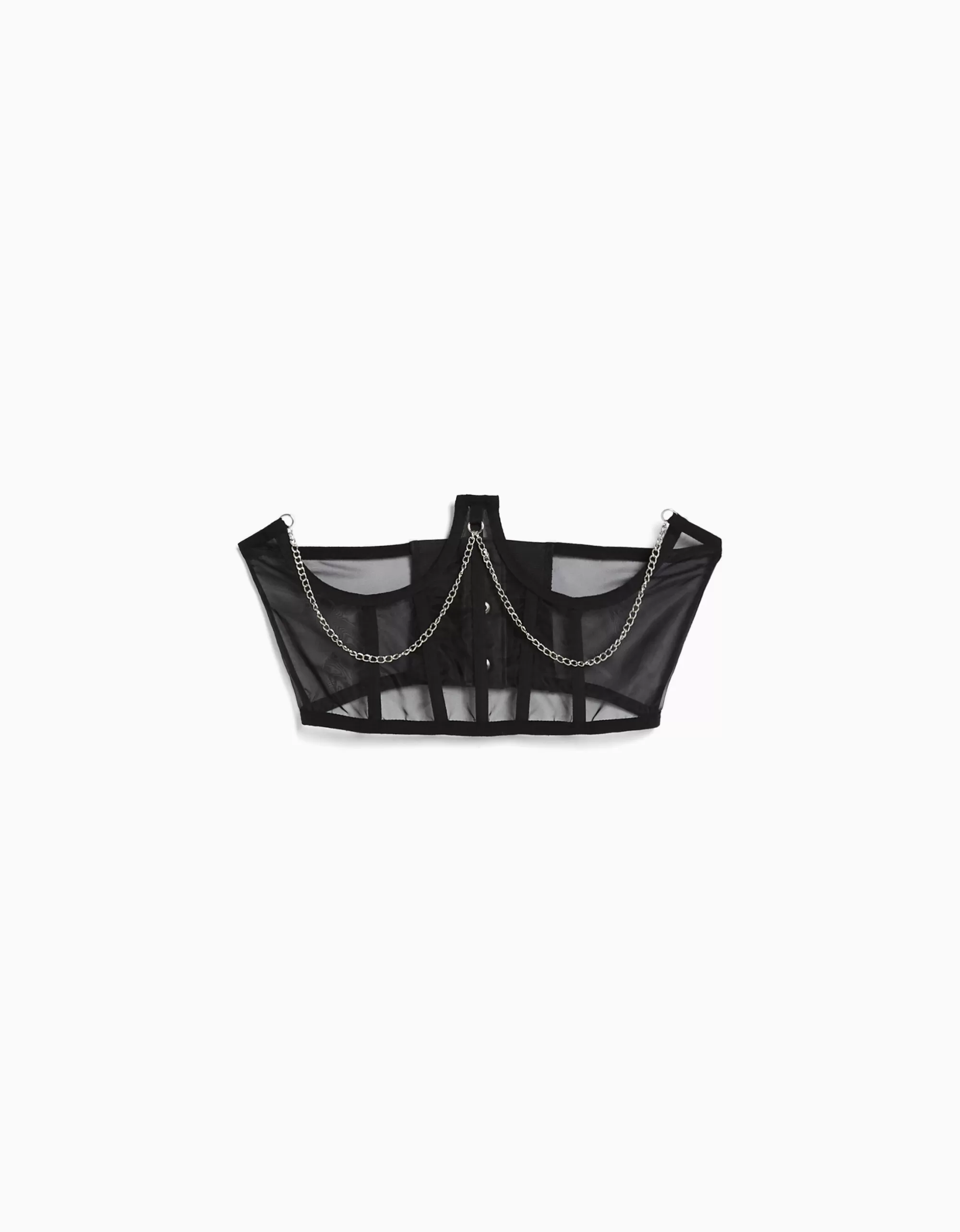 MUJER BERSHKA Top corsé organza cadena