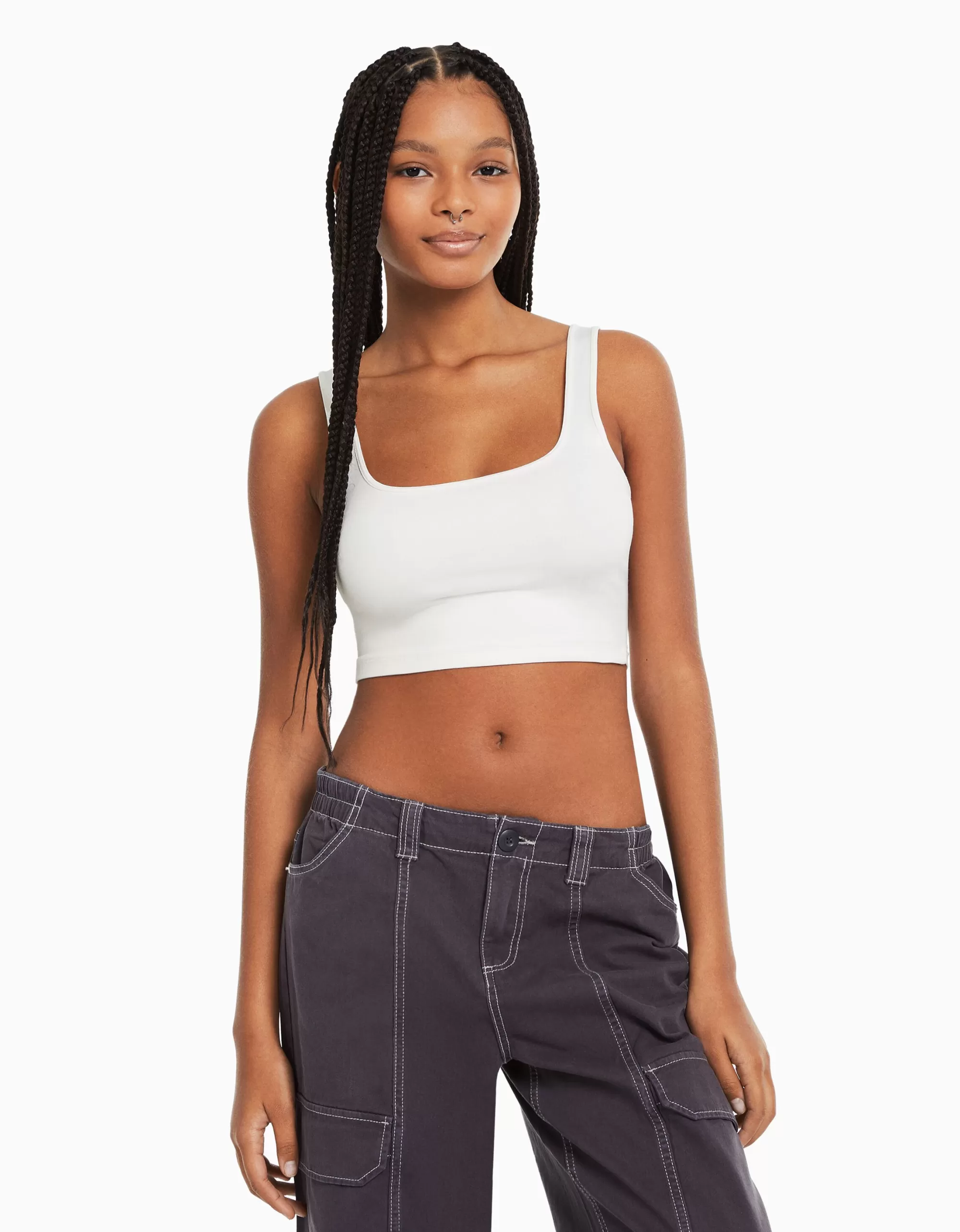 MUJER BERSHKA Top tirante ancho
