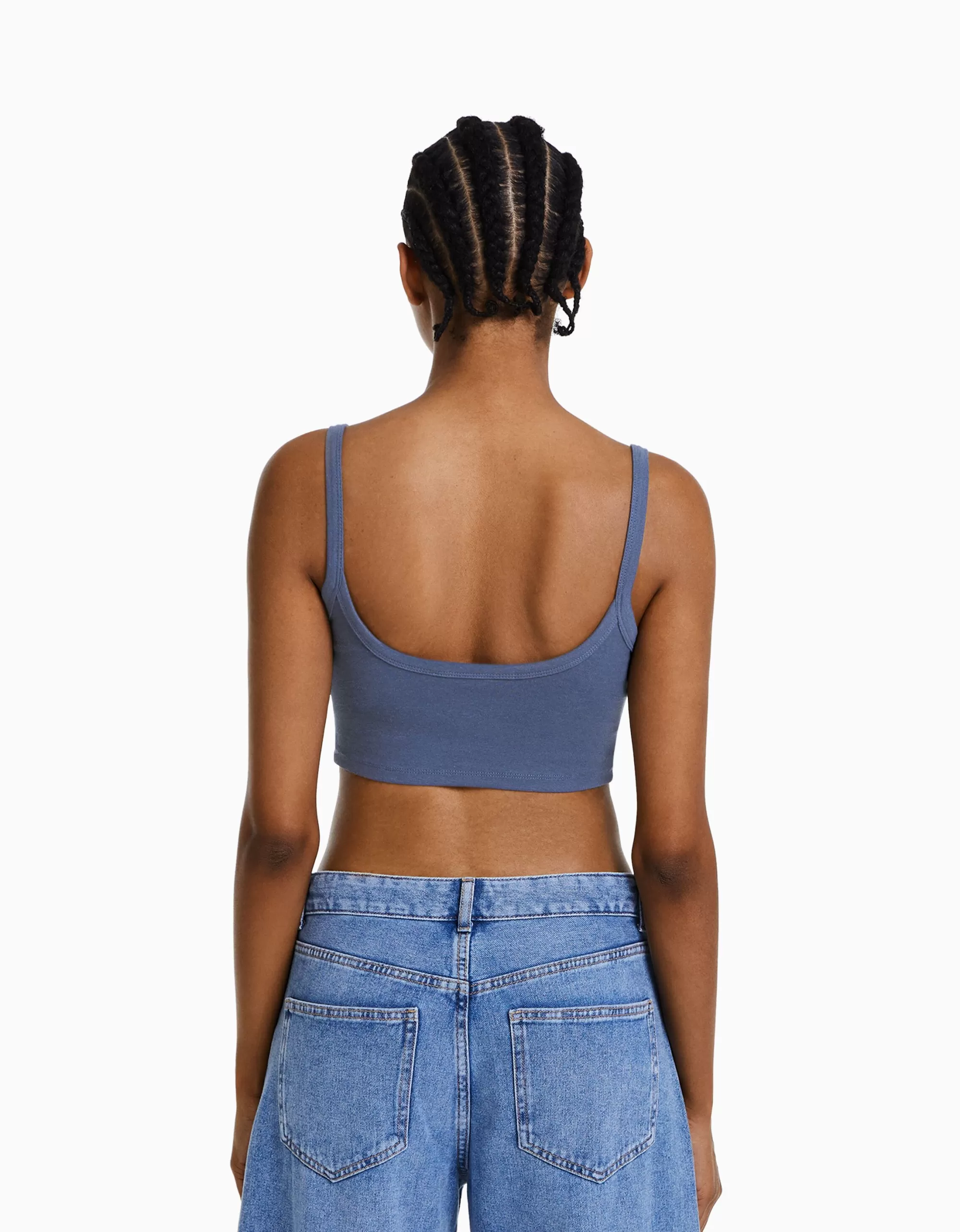 MUJER BERSHKA Top tirante ancho cropped