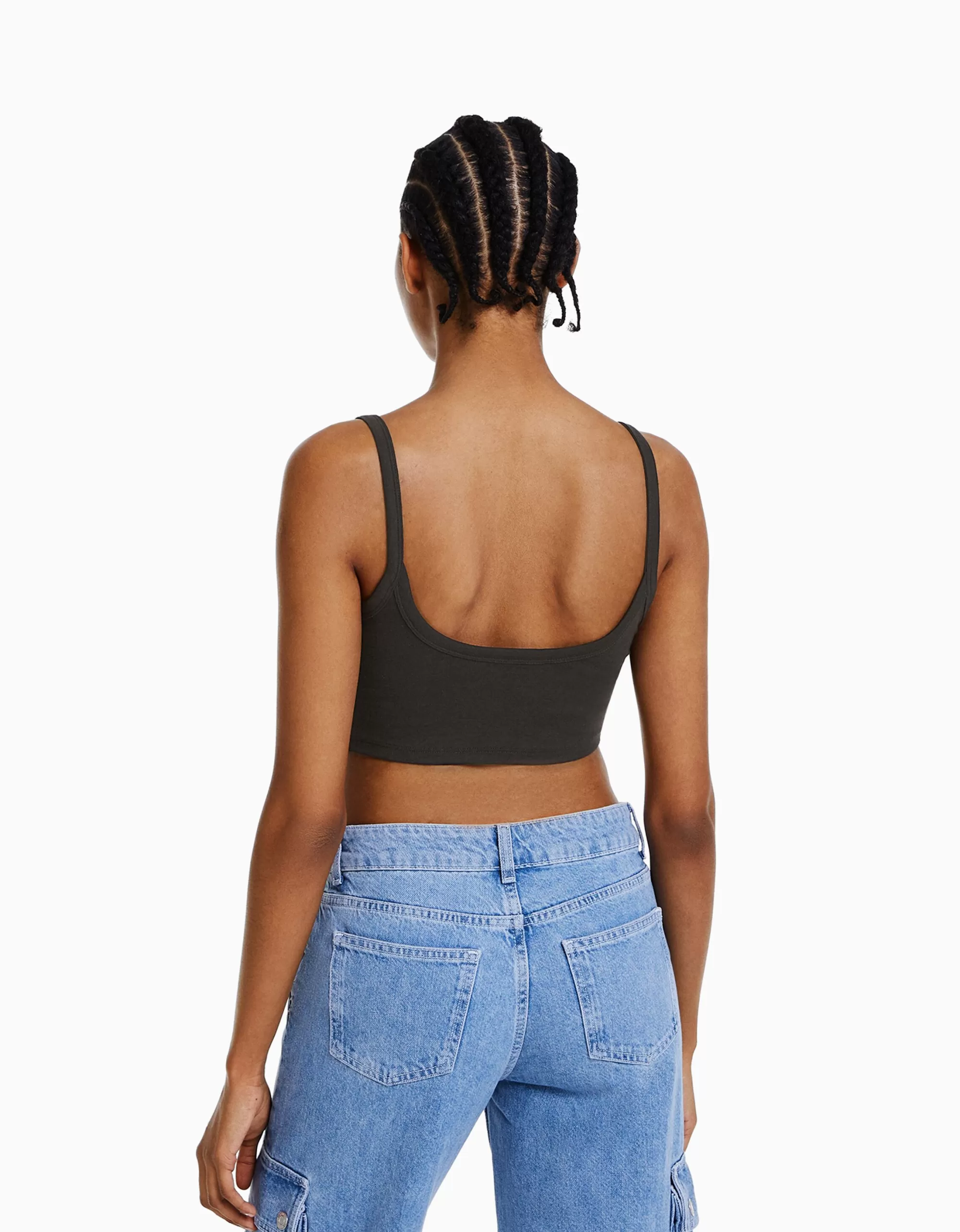 MUJER BERSHKA Top tirante ancho cropped