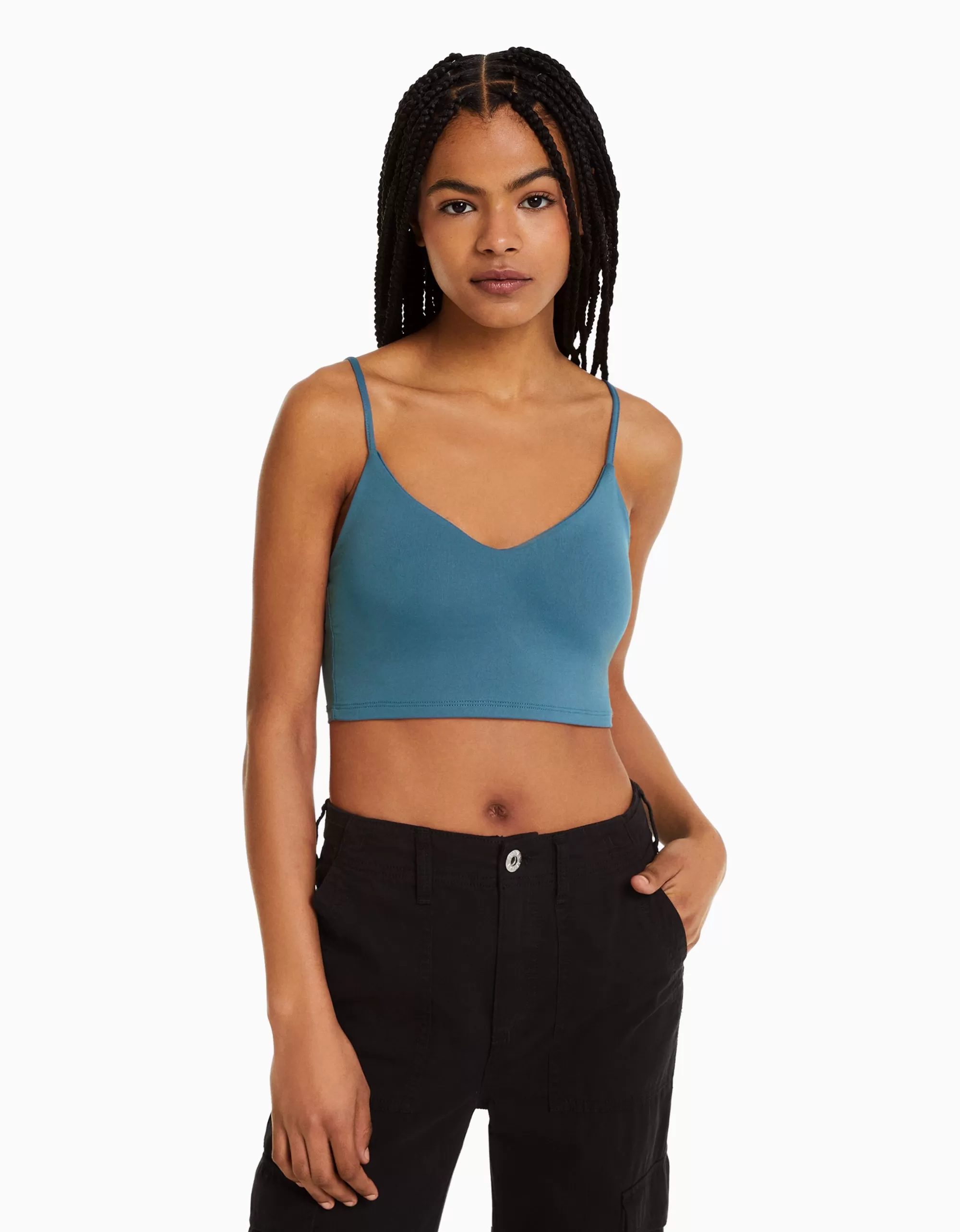 MUJER BERSHKA Top tirantes cropped