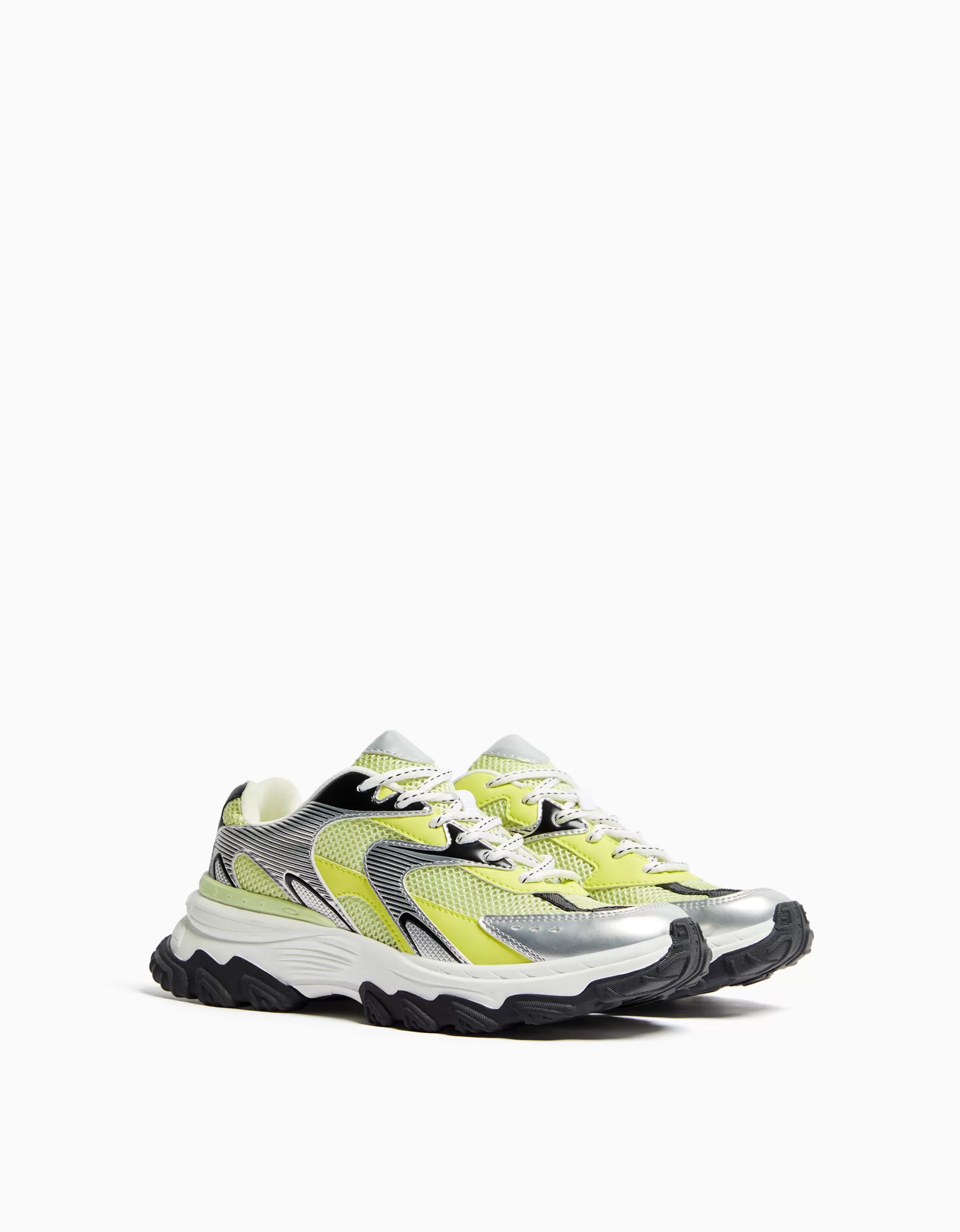 MUJER BERSHKA Zapatillas combinadas detalles metalizados
